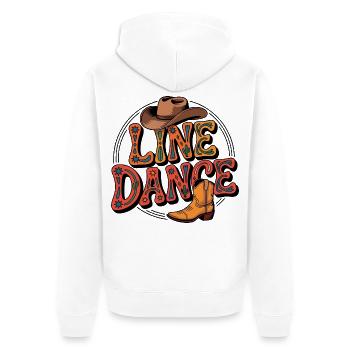 Line Dance mein Hobby - meine Passion - mein Ding - Unisex Premium Bio Zip Hoodie - Weiß - Hinten - Thijin (182cm)