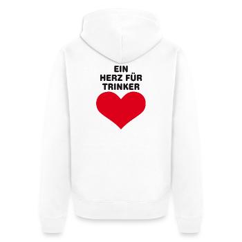 Ein Herz für Trinker - Unisex Premium Bio Zip Hoodie - Weiß - Hinten - Thijin (182cm)