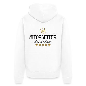 Mitarbeiter des Jahres - Unisex Premium Bio Zip Hoodie - Weiß - Hinten - Thijin (182cm)