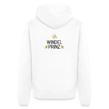Baby Windel Prinz Krone - Unisex Premium Bio Zip Hoodie - Weiß - Hinten - Thijin (182cm)