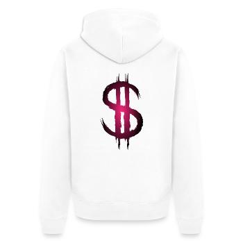 Dollarzeichen Dollar Geld - Unisex Premium Bio Zip Hoodie - Weiß - Hinten - Thijin (182cm)