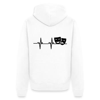 Drama Masks Theatre Heart palpitations - Unisex Premium Organic Zip Hoodie - white - Back - Thijin (182cm)
