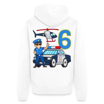 6 Geburtstag Polizei Auto 6 Jahre alt Polizist - Unisex Premium Bio Zip Hoodie - Weiß - Hinten - Thijin (182cm)