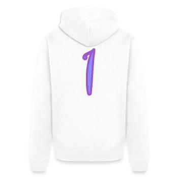 1. 1 AN. 1er ANNIVERSAIRE. ANNIVERSAIRE 1 AN - Veste à capuche bio Premium Unisexe - blanc - Dos - Thijin (182cm)