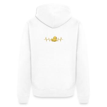 Badeente Herzschlag - Unisex Premium Bio Zip Hoodie - Weiß - Hinten - Thijin (182cm)