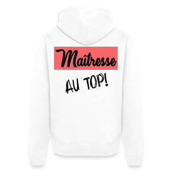 MERCI. MAÎTRESSE. MAÎTRE. MERCI MAÎTRESSE - Veste à capuche bio Premium Unisexe - blanc - Dos - Thijin (182cm)