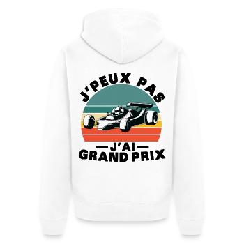 Ich kann nicht, ich habe einen tollen Preis - Unisex Premium Bio Zip Hoodie - Weiß - Hinten - Thijin (182cm)