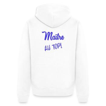 MEISTER. MEISTER. HUMOR - Unisex Premium Bio Zip Hoodie - Weiß - Hinten - Thijin (182cm)