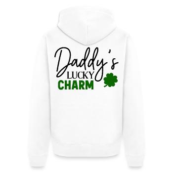 Papa Glücksbringer - Unisex Premium Bio Zip Hoodie - Weiß - Hinten - Thijin (182cm)