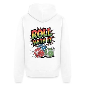 Roll With It - Unisex Premium Organic Zip Hoodie - white - Back - Thijin (182cm)
