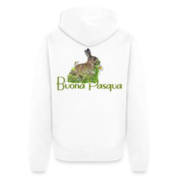 Frohe Ostern - Unisex Premium Bio Zip Hoodie - Weiß - Hinten - Thijin (182cm)