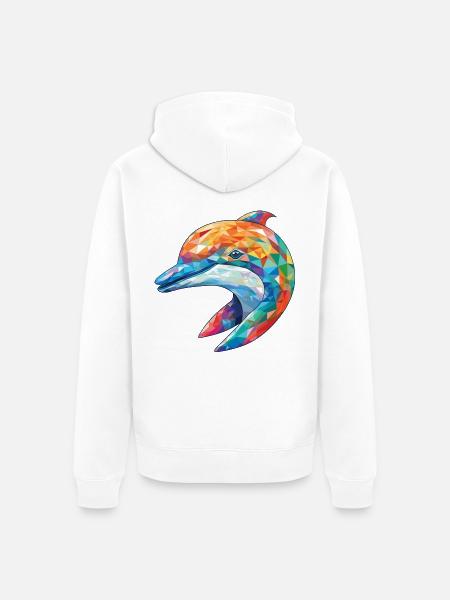 Delphin Bunte Aquarell-Tierillustration - Unisex Premium Bio Zip Hoodie - Weiß