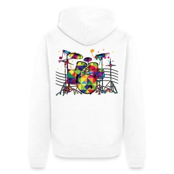 Caisson géométrique de batteries néon - Veste à capuche bio Premium Unisexe - blanc - Dos - Thijin (182cm)