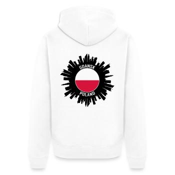 Danzig Skyline Polen Flagge Reise Souvenir - Unisex Premium Bio Zip Hoodie - Weiß - Hinten - Thijin (182cm)