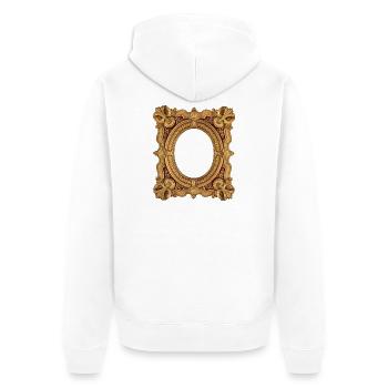 Ovaler goldener Bilderrahmen - Unisex Premium Bio Zip Hoodie - Weiß - Hinten - Thijin (182cm)