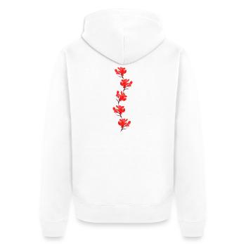 rote Blumen - Unisex Premium Bio Zip Hoodie - Weiß - Hinten - Thijin (182cm)