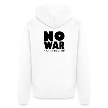 NO WAR Peace for the world - Unisex Premium Bio Zip Hoodie - Weiß - Hinten - Thijin (182cm)