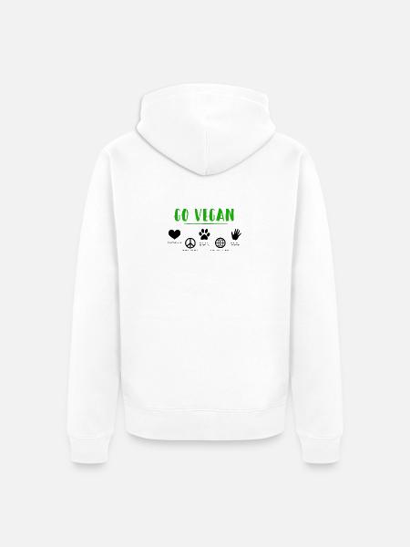 GO VEGAN - Unisex Premium Bio Zip Hoodie - Weiß