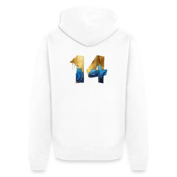 NR. 14 NUMMER 14 COOL 14. GEBURTSTAG - Unisex Premium Bio Zip Hoodie - Weiß - Hinten - Thijin (182cm)