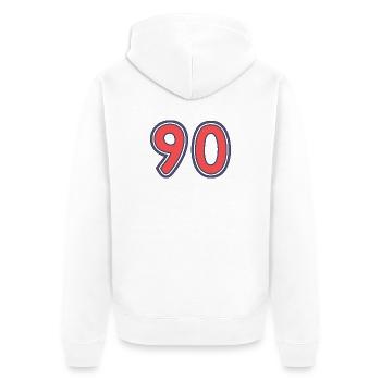 90. 90 ANS. 90e ANNIVERSAIRE. ANNIVERSAIRE 90 ANS. - Veste à capuche bio Premium Unisexe - blanc - Dos - Thijin (182cm)
