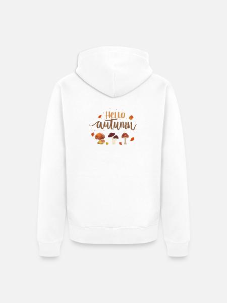 Hello Autumn Pilze - Unisex Premium Bio Zip Hoodie - Weiß