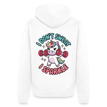 Je ne transpire pas, je scintille - Veste à capuche bio Premium Unisexe - blanc - Dos - Thijin (182cm)