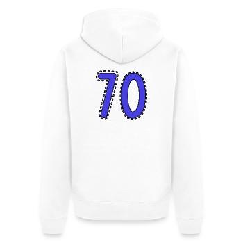 70. 70 JAHRE. 70. JAHRESTAG. 70-JÄHRIGES JUBILÄUM. - Unisex Premium Bio Zip Hoodie - Weiß - Hinten - Thijin (182cm)