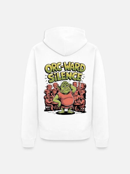 Orc-ward Silence - Unisex Premium Organic Zip Hoodie - white