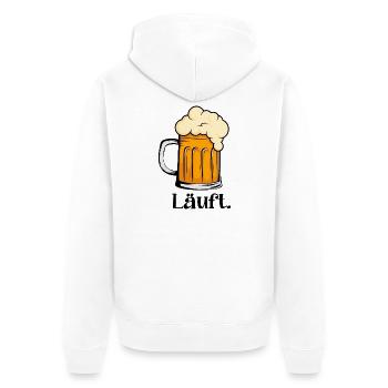 Läuft. - Bierkrug Spruch für Bierfreunde - Unisex Premium Bio Zip Hoodie - Weiß - Hinten - Thijin (182cm)