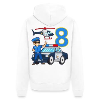 8 Geburtstag Polizei Auto 8 Jahre alt Polizist - Unisex Premium Bio Zip Hoodie - Weiß - Hinten - Thijin (182cm)