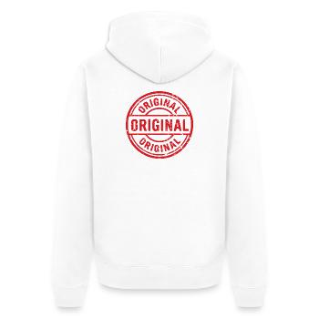 Ursprüngliches Grunge-Gummistempel-Abzeichen-Vektordesign - Unisex Premium Bio Zip Hoodie - Weiß - Hinten - Thijin (182cm)