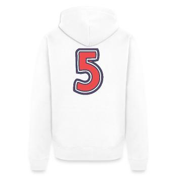 5. 5 ANS. 5e ANNIVERSAIRE. ANNIVERSAIRE 5 ANS - Veste à capuche bio Premium Unisexe - blanc - Dos - Thijin (182cm)