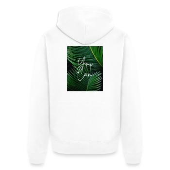 YOU CAN - Unisex Premium Bio Zip Hoodie - Weiß - Hinten - Thijin (182cm)