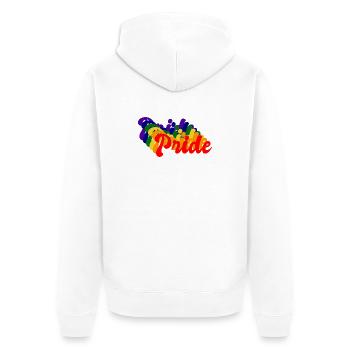 Stolz LGBT Retro - Unisex Premium Bio Zip Hoodie - Weiß - Hinten - Thijin (182cm)
