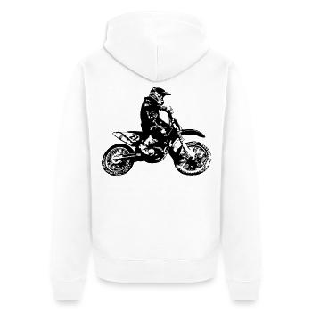 mx motorradfahrer - Unisex Premium Bio Zip Hoodie - Weiß - Hinten - Thijin (182cm)