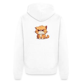 Mürrische aber niedliche orangene Katze - Unisex Premium Bio Zip Hoodie - Weiß - Hinten - Thijin (182cm)