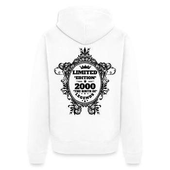 2000 - Unisex Premium Bio Zip Hoodie - Weiß - Hinten - Thijin (182cm)