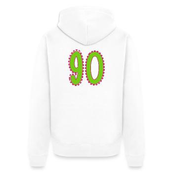 90. 90 ANS. 90e ANNIVERSAIRE. ANNIVERSAIRE 90 ANS. - Veste à capuche bio Premium Unisexe - blanc - Dos - Thijin (182cm)