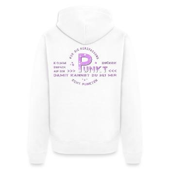 auf den Punkt - Unisex Premium Bio Zip Hoodie - Weiß - Hinten - Thijin (182cm)