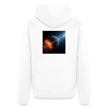 Cosmic Firestarter - Unisex Premium Bio Zip Hoodie - Weiß - Hinten - Thijin (182cm)