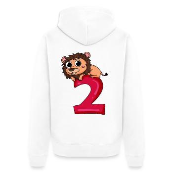 2 Geburtstag Löwe - 2 Jahre alt Geschenk - Unisex Premium Bio Zip Hoodie - Weiß - Hinten - Thijin (182cm)