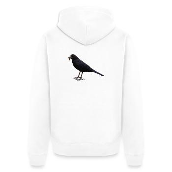 Amsel Vogel schwarzer Vogel - Unisex Premium Bio Zip Hoodie - Weiß - Hinten - Thijin (182cm)