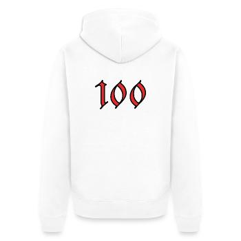 100. 100 JAHRE. 100-JÄHRIGES JUBILÄUM. GEBURTSTAG 100 - Unisex Premium Bio Zip Hoodie - Weiß - Hinten - Thijin (182cm)