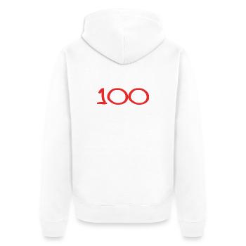100. 100 JAHRE. 100-JÄHRIGES JUBILÄUM. 100. GEBURTSTAG - Unisex Premium Bio Zip Hoodie - Weiß - Hinten - Thijin (182cm)