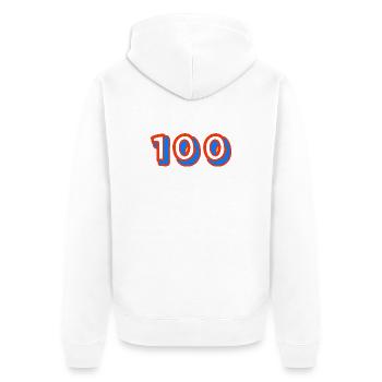 100. 100 JAHRE. 100-JÄHRIGES JUBILÄUM. 100. GEBURTSTAG - Unisex Premium Bio Zip Hoodie - Weiß - Hinten - Thijin (182cm)