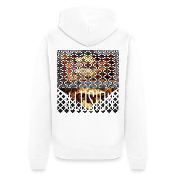 ILLUSION - Unisex Premium Bio Zip Hoodie - Weiß - Hinten - Thijin (182cm)