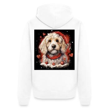 Weihnachts-Doodle mit Nikolausmütze - Unisex Premium Bio Zip Hoodie - Weiß - Hinten - Thijin (182cm)