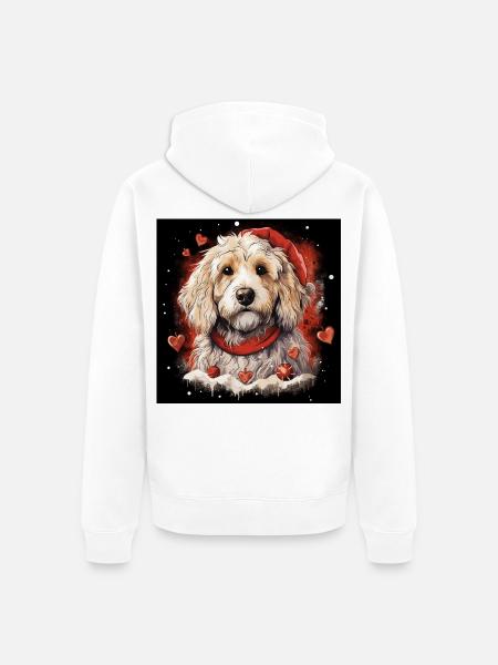 Weihnachts-Doodle mit Nikolausmütze - Unisex Premium Bio Zip Hoodie - Weiß