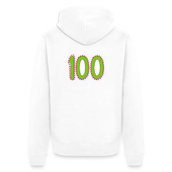 100. 100 JAHRE. 100-JÄHRIGES JUBILÄUM. GEBURTSTAG 100 - Unisex Premium Bio Zip Hoodie - Weiß - Hinten - Thijin (182cm)