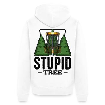 Stupid Tree Discgolf Spruch Frisbee Geschenk - Unisex Premium Bio Zip Hoodie - Weiß - Hinten - Thijin (182cm)